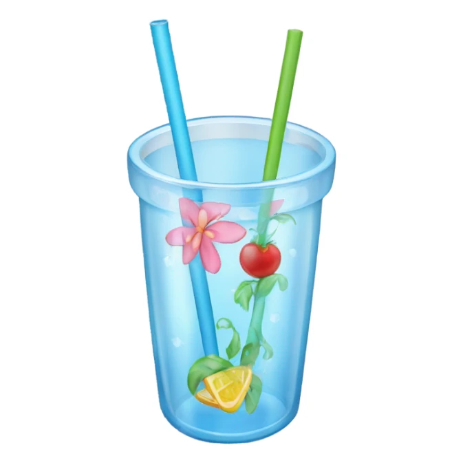glass water cup with straw and designs sticker