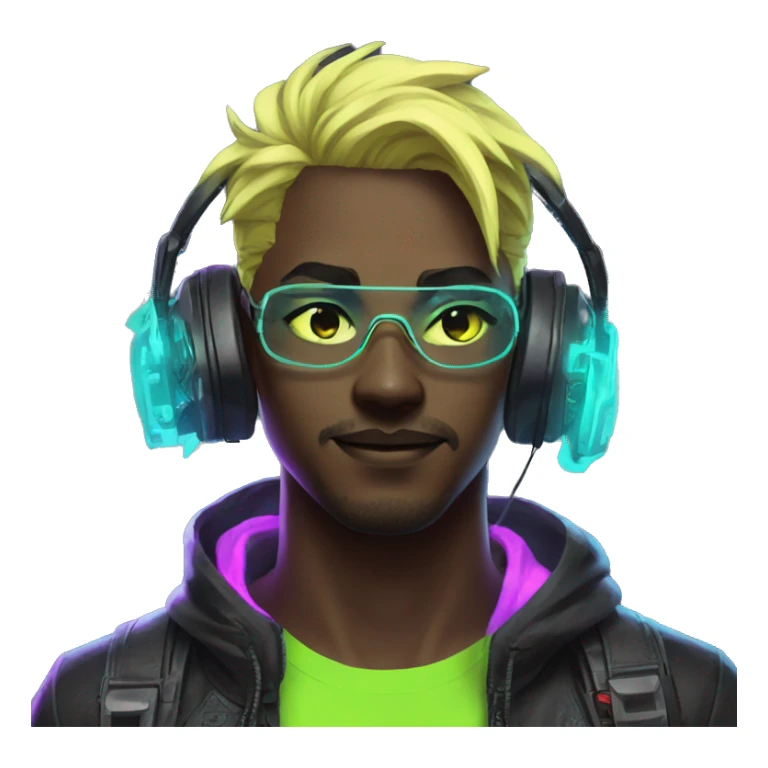 Anime gamer guy cyberpunk neon sticker