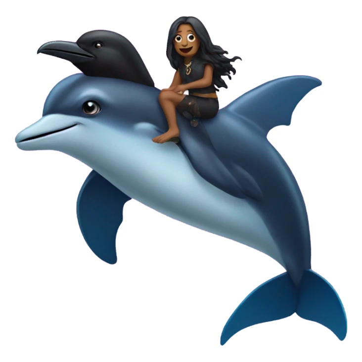 Raven riding a dolphin sticker