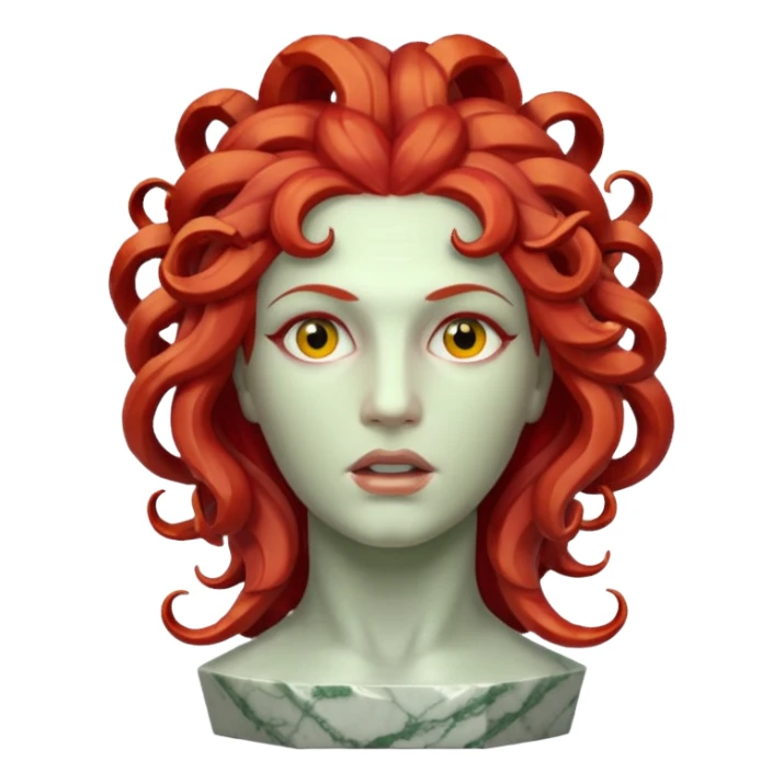 statue head medusa red hair marble sticker