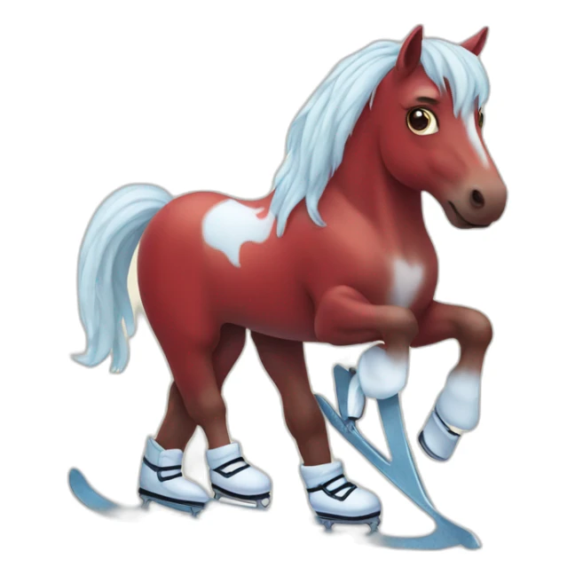 Red Horse in ice skates sticker