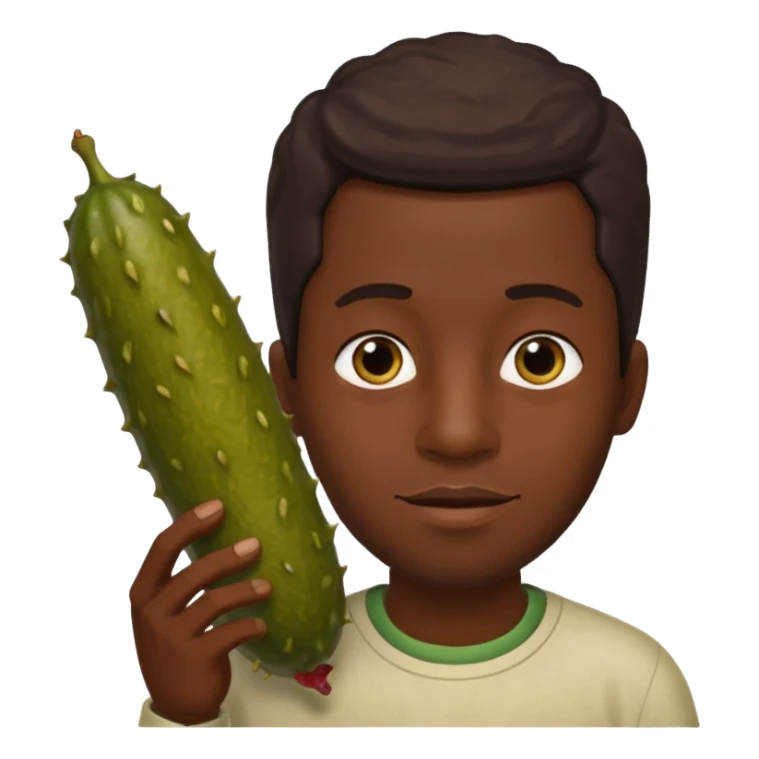 Black man holding a long brown pickle  sticker