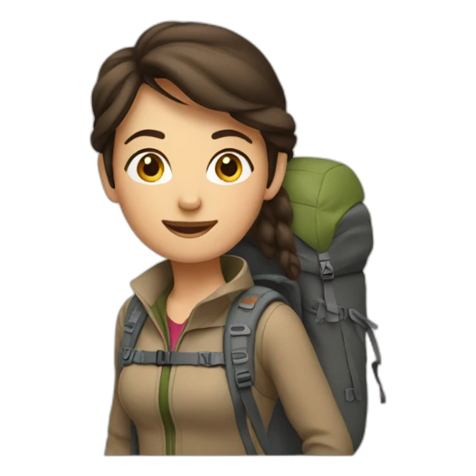 Brunette hiking woman sticker