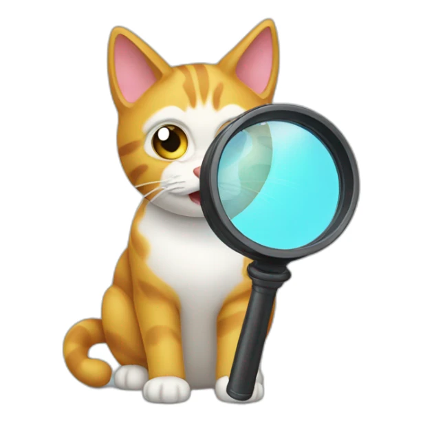 cat searching with a magnifier glass sticker