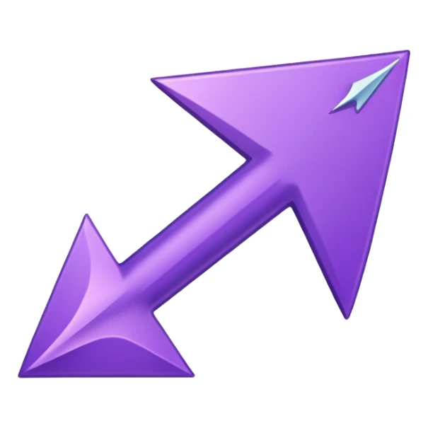 arrow curved emoji-style purple colour only one point sticker