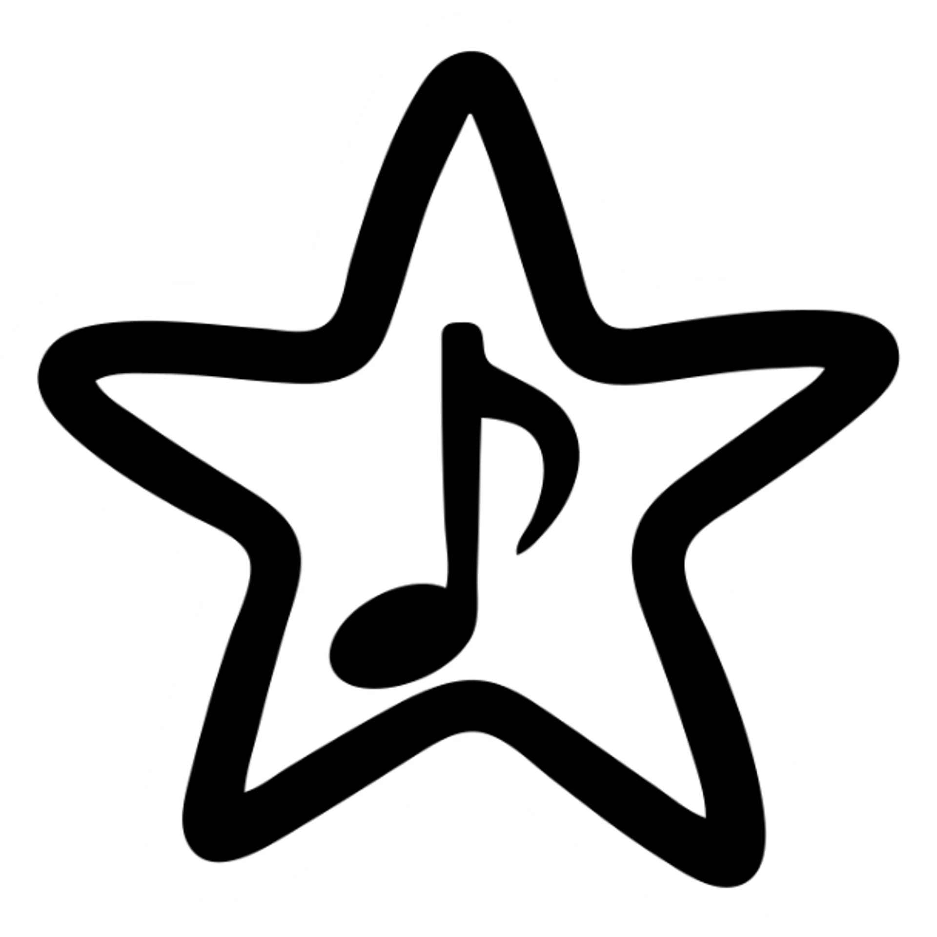 star shape music icon, hand drawn black outlined style sticker