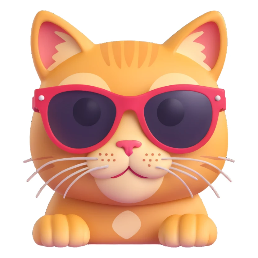 cat wearing sunglasses, vibrant and fun sticker