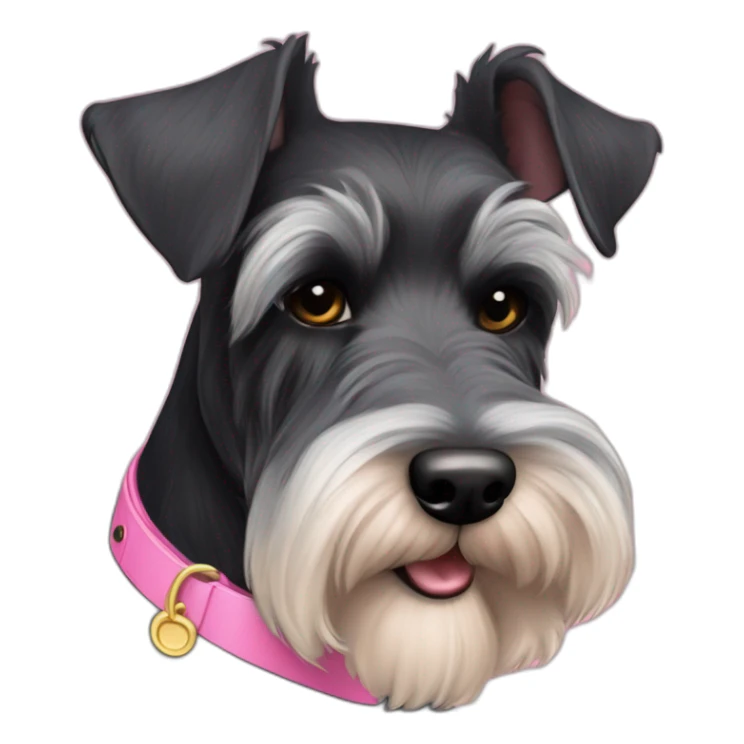 perra negra Schnauzer Perra contenta con collar rosa sticker