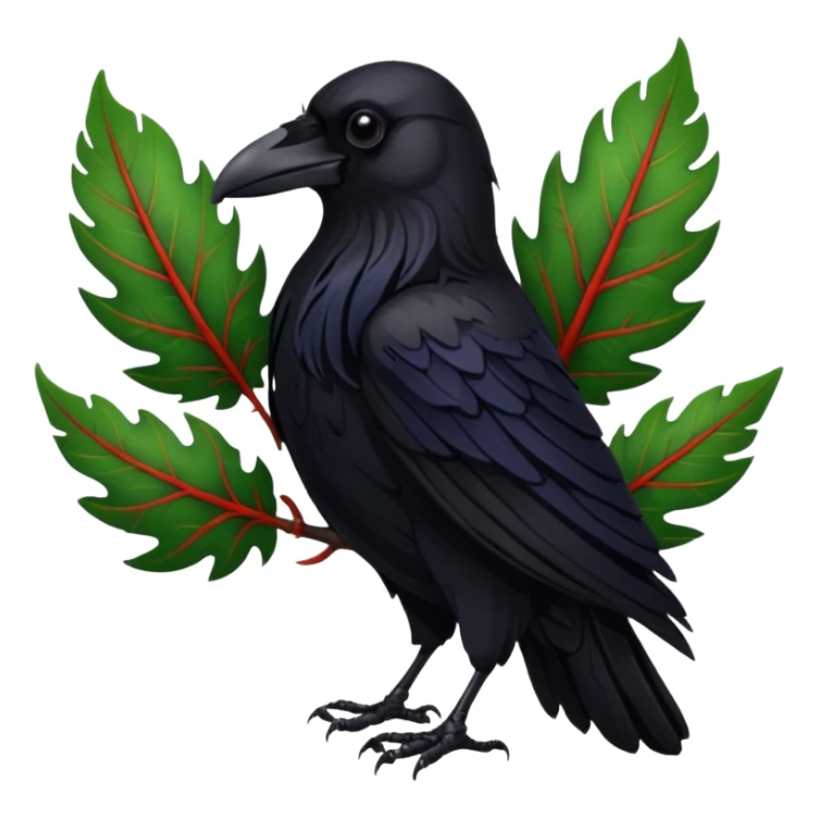A raven holding a weirwood leaf sticker