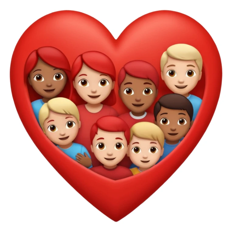 big heart with several small child figures inside sticker