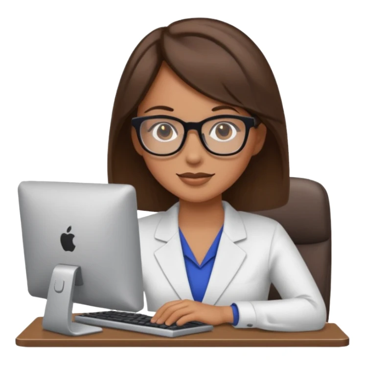administrative assistant with brunette hair on computer sticker