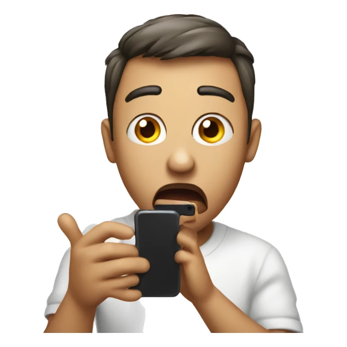 emoji with shock emotion holding iPhone smartphone sticker