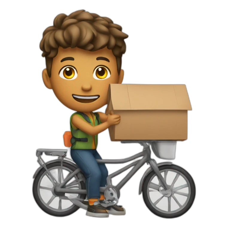 young bicycle meal delivery man sticker