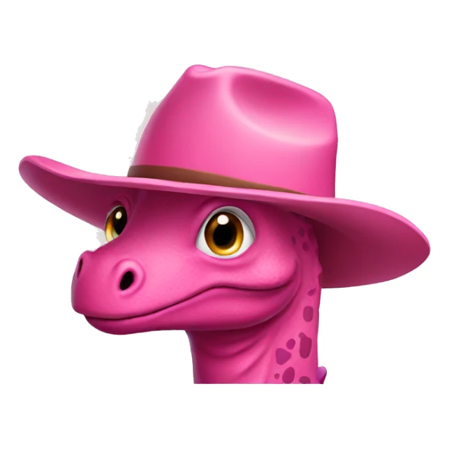 Pink dinosaur with brown cowboy hat sticker