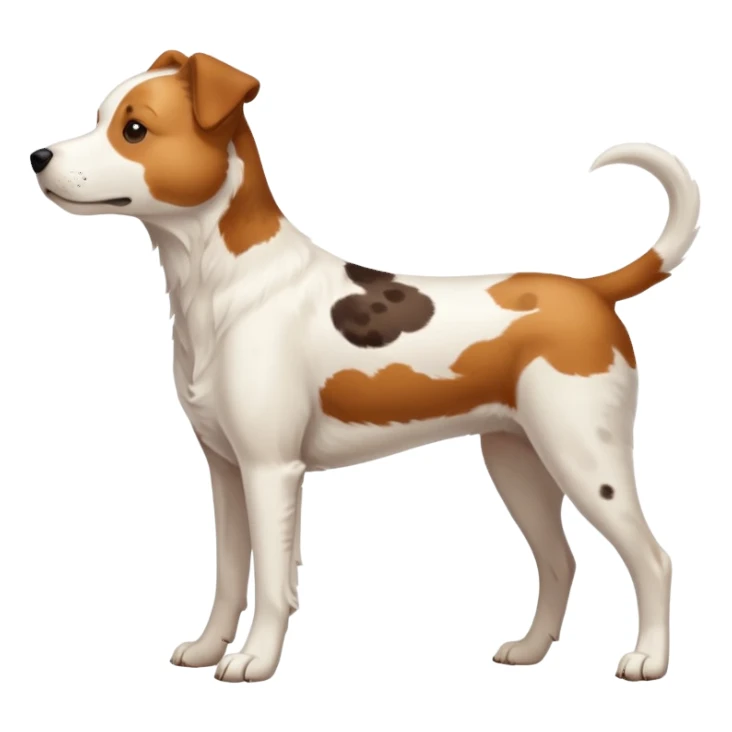 White dog with brown spots with only three legs, from the side  sticker
