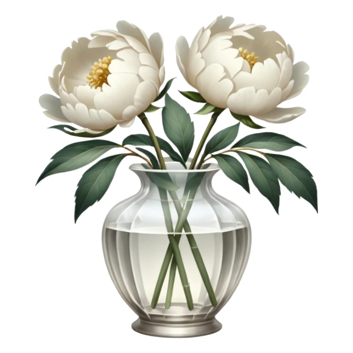 White peonies in crystal vintage  vase  sticker