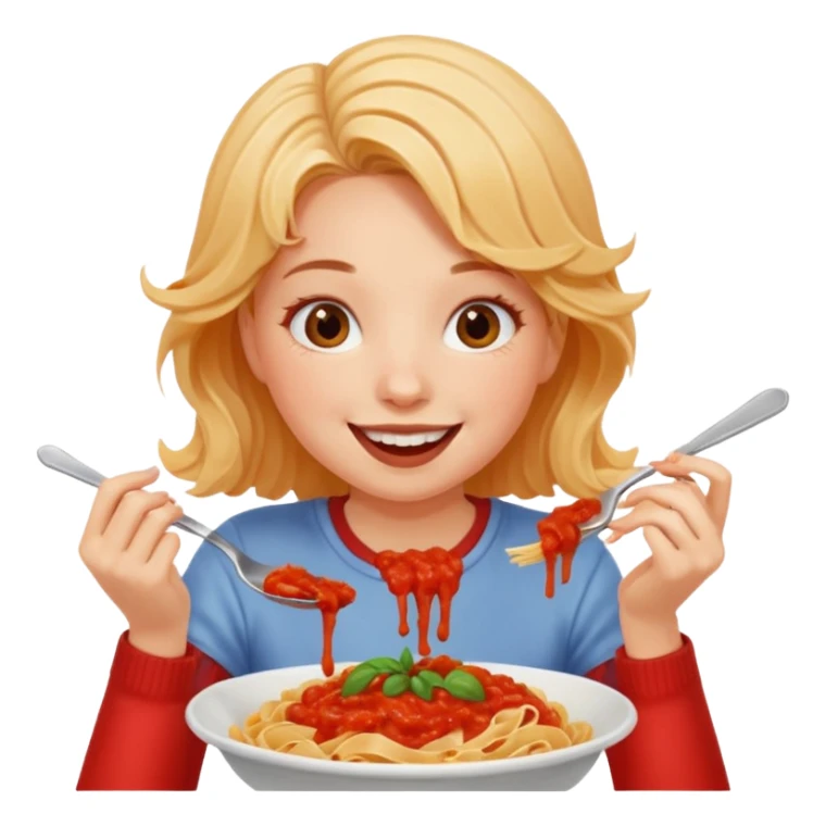 girl eating pasta sticker