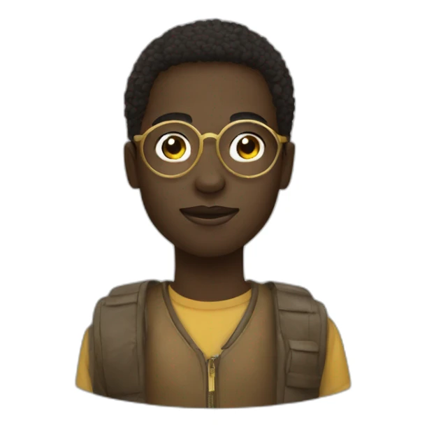 African young man in round gold glasses sticker