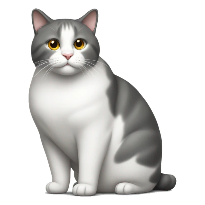 Fat cat gray on top and white on bottom  sticker