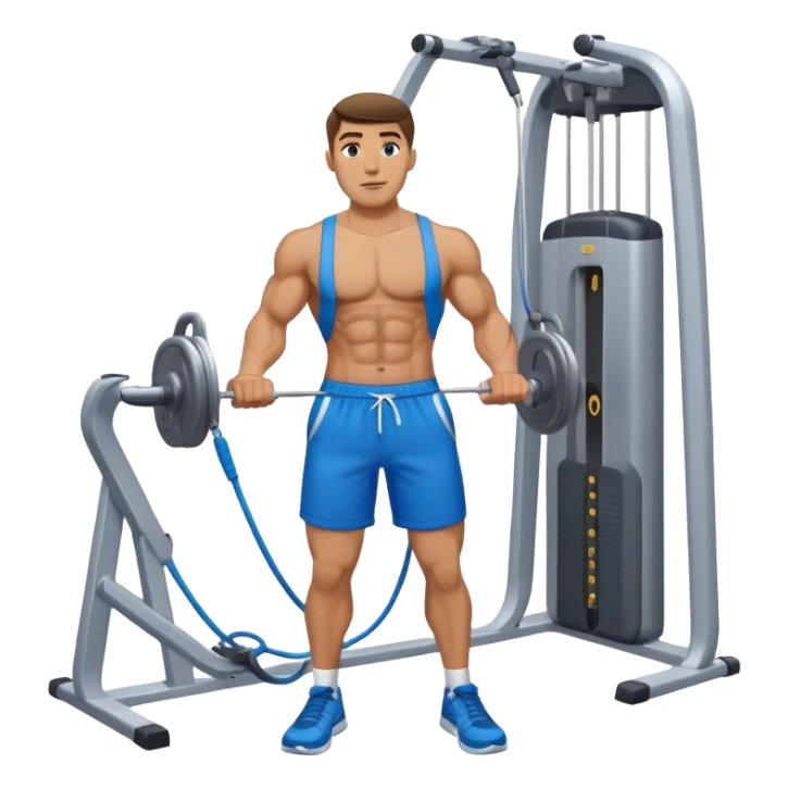 standing fit man with blue shorts cable-machine-exercise sticker