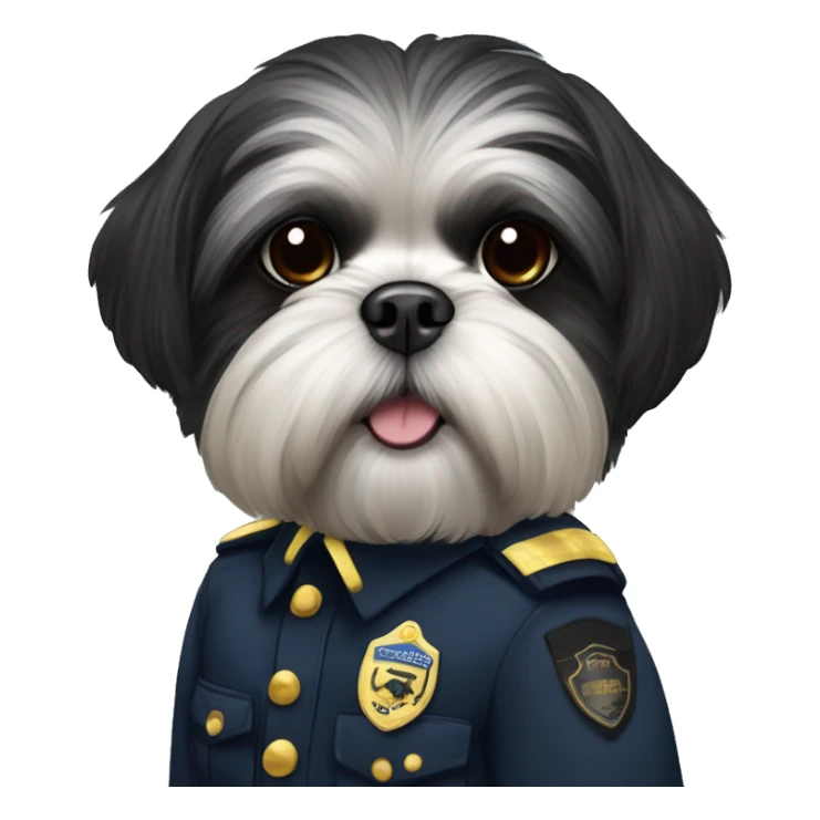 Black shih tzu in security uniform sticker