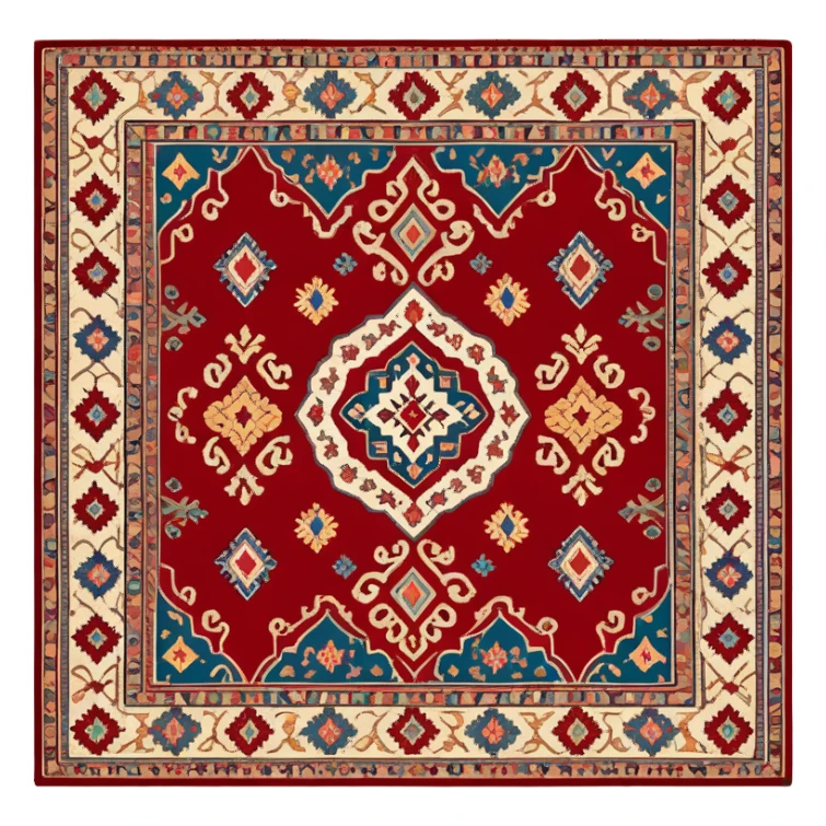 Traditional Dagestani carpet with intricate patterns sticker