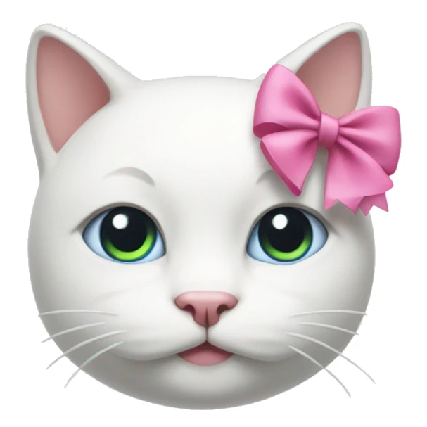 White cat with a pink bow on its head sticker