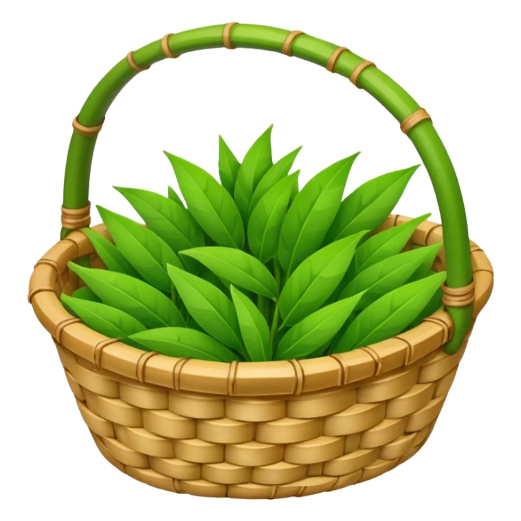 bamboo basket, green tea leaves sticker