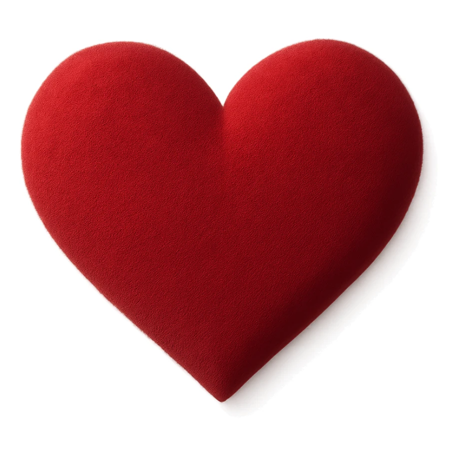 heart with a soft velvet texture, clean digital illustration sticker