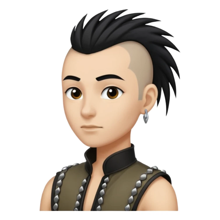 Long Mohawk with shaved sides and black hair sticker