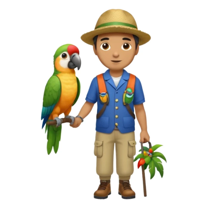 Walker + parrot on shoulder, Pet Walkers. Full body sticker
