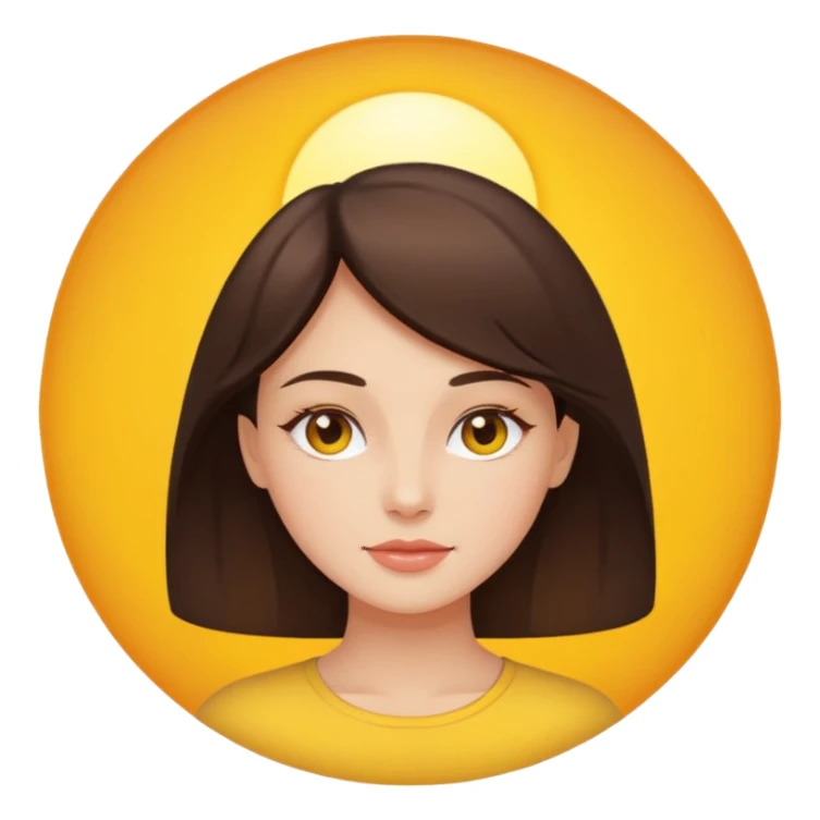 brunette womans face on a sun sticker