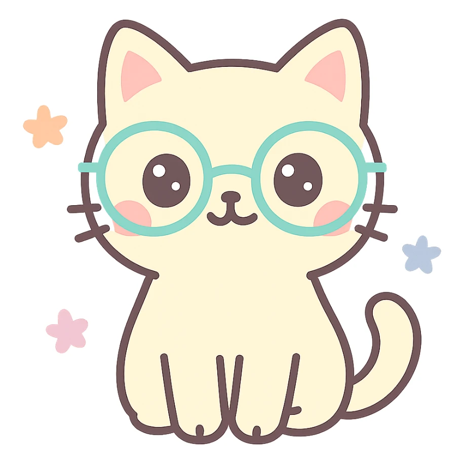 cat in glasses, colorful, vibrant sticker