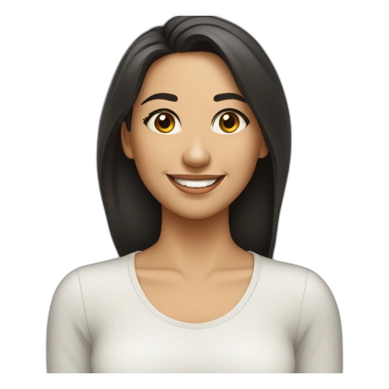 mujer morena sonriendo, cabello largo y lacio sticker
