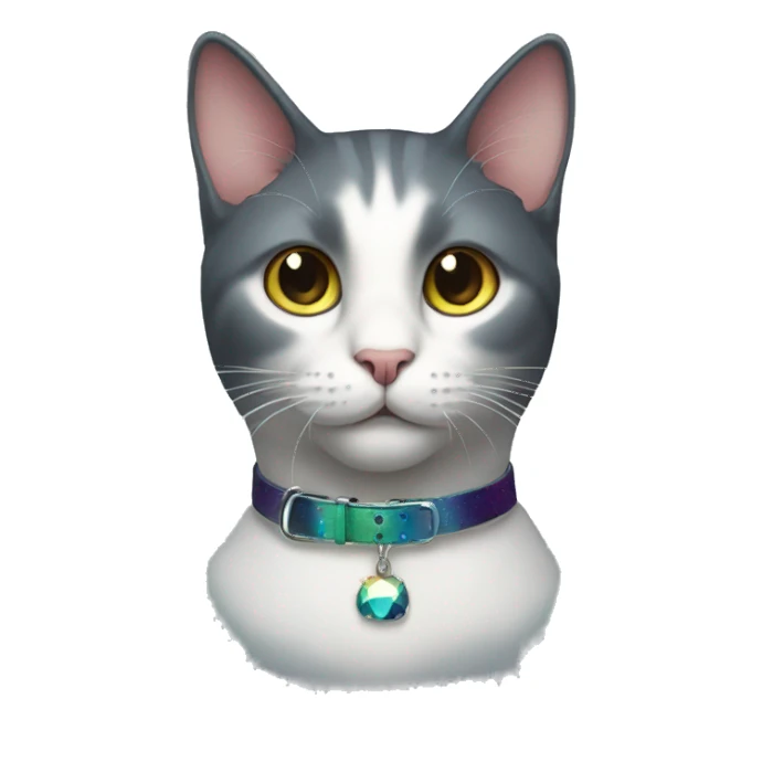 Cat wearing Dark iridescent collar  sticker