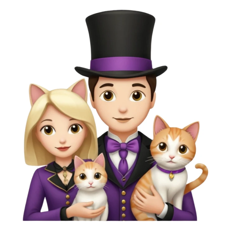 magician couple and their pet cat sticker