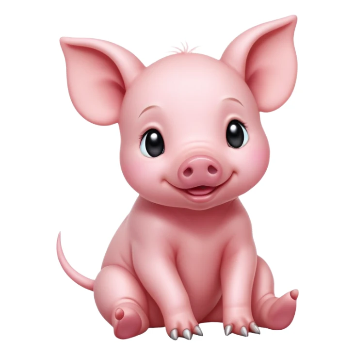 cinematic-[realistic piglet]-realistic-full-body-sitting-emoji,-tail-flicking-lazily,-head-tilted-dramatically,-sleek-[pink]-skin,-simplified-yet-realistic-focused-features,-highly-detailed,-glowing-with-an-almost-sarcastic-glow sticker