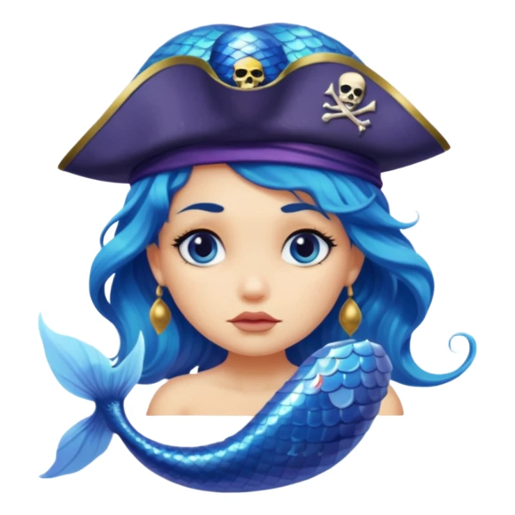 a sad mermaid wearing pirate hat  sticker