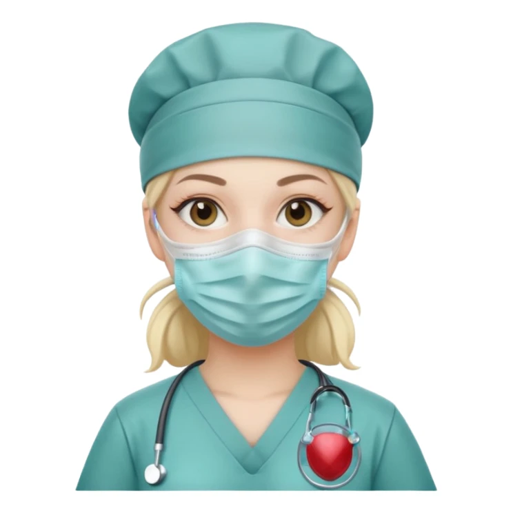 Female surgical tech with cap and mask sticker