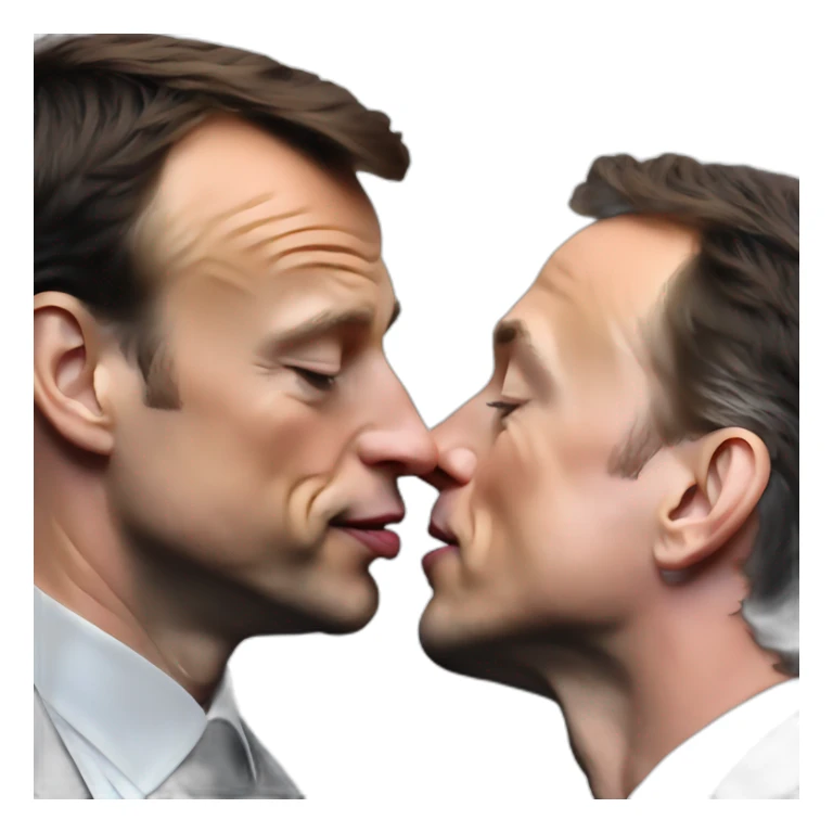 Macron kissing musk sticker