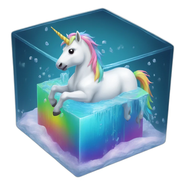 rainbow-unicorn-in-water-frozen-cube sticker