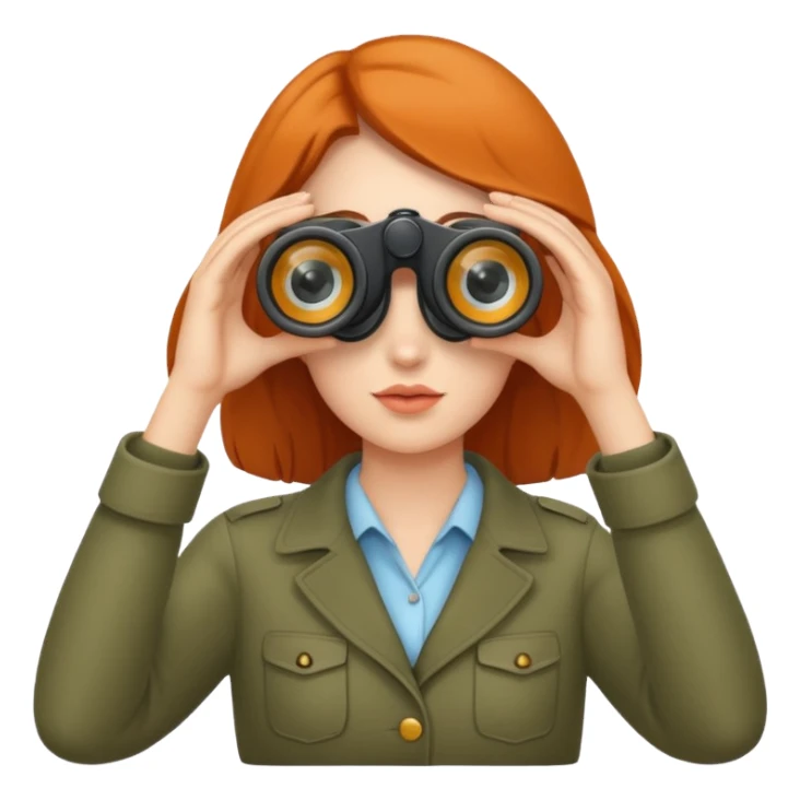 a woman looking into binoculars sticker