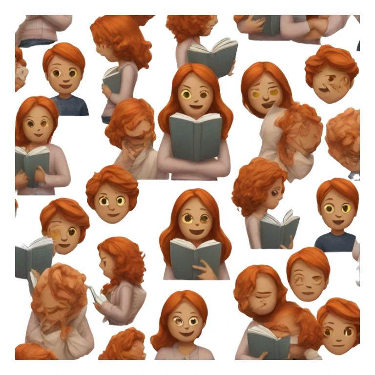 Redhead woman with book sticker
