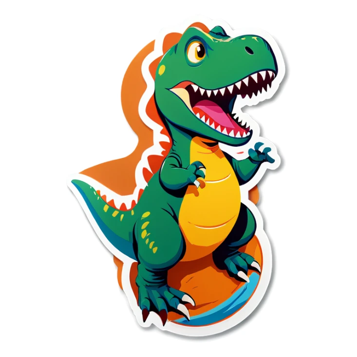 Baby riding a t-rex  sticker