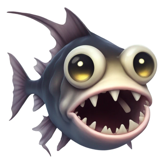 Anglerfish with glowing lure, sharp teeth, and big eyes. sticker