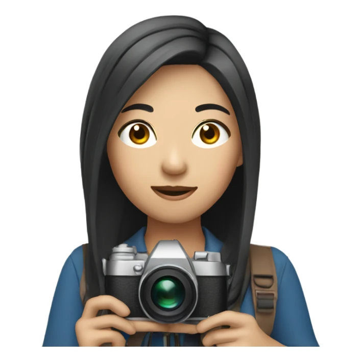 asian girl with video camera sticker