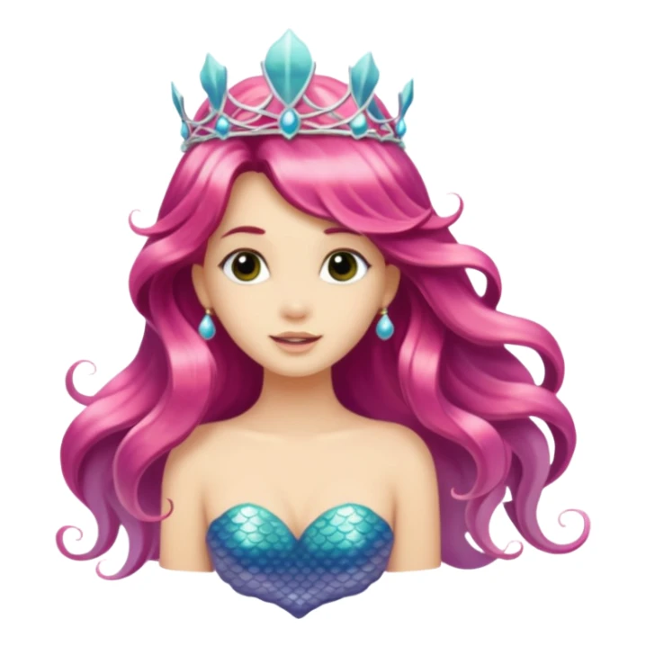 Mermaid with Shell Crown – Long flowing hair, shell tiar sticker