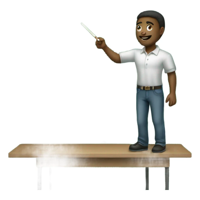 man writes on a green board with chalk sticker