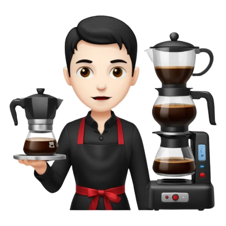 Vampire Barista with a coffee maker Infront    sticker