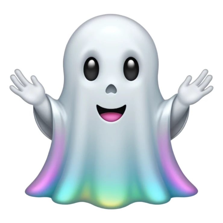 Holographic chrome cartoon ghost with no arms sticker
